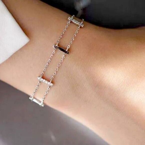 The Ladder Bracelet in 925 and cubic zirconia. - Picture 1 of 4